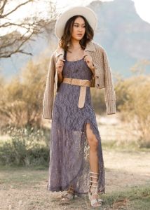 Camila Dress in Slate Blue sold by Joyfolie