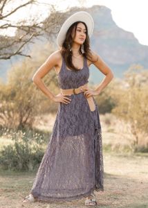 Camila Dress in Slate Blue sold by Joyfolie