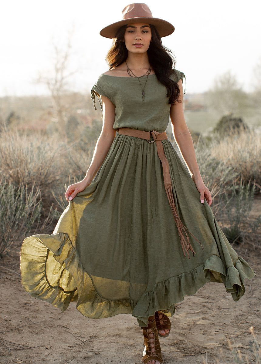 Gia Dress in Olive sold by Joyfolie product image thumbnail 5