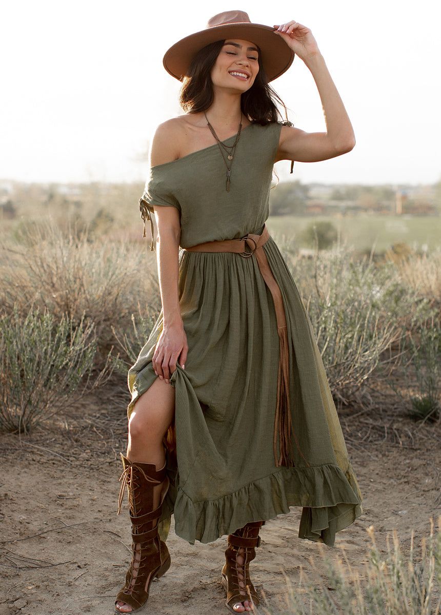 Gia Dress in Olive sold by Joyfolie product image thumbnail 2