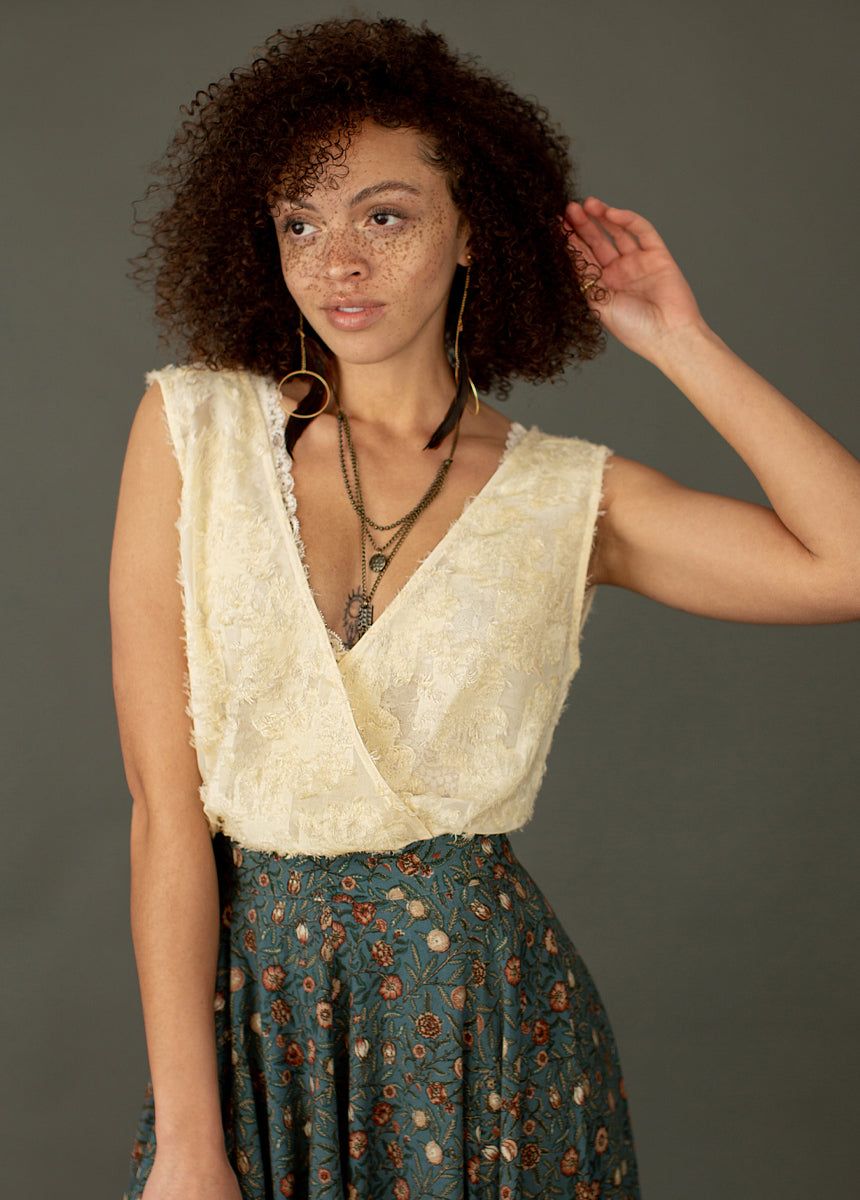 Floraine Bodysuit in Cream sold by Joyfolie