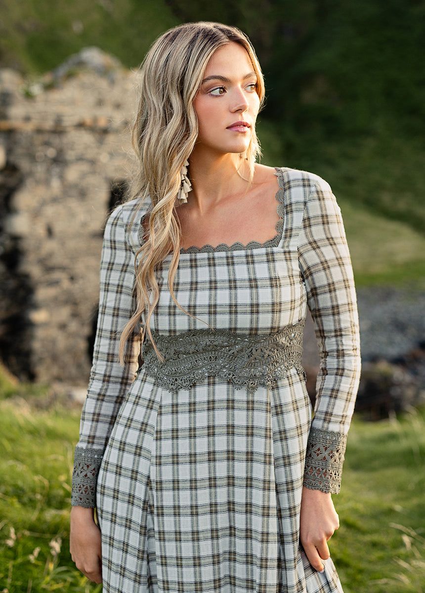 Roisin Dress in Smoke Blue Plaid sold by Joyfolie product image thumbnail 5