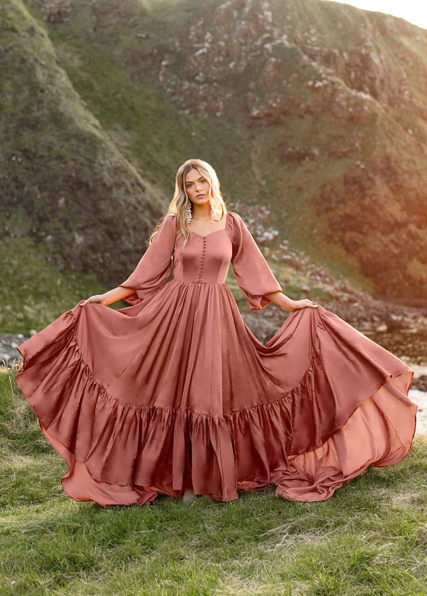 Lorna Impact Dress in Cedarwood sold by Joyfolie