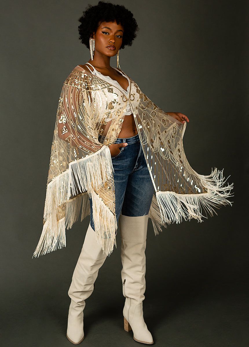 Diem Shawl in Cream Gold sold by Joyfolie