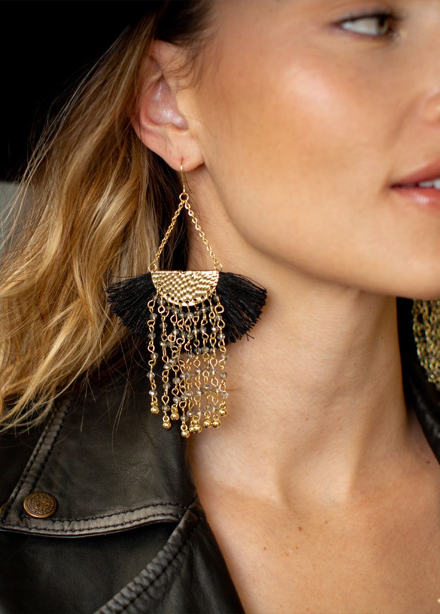 Oraya Earring in Black sold by Joyfolie
