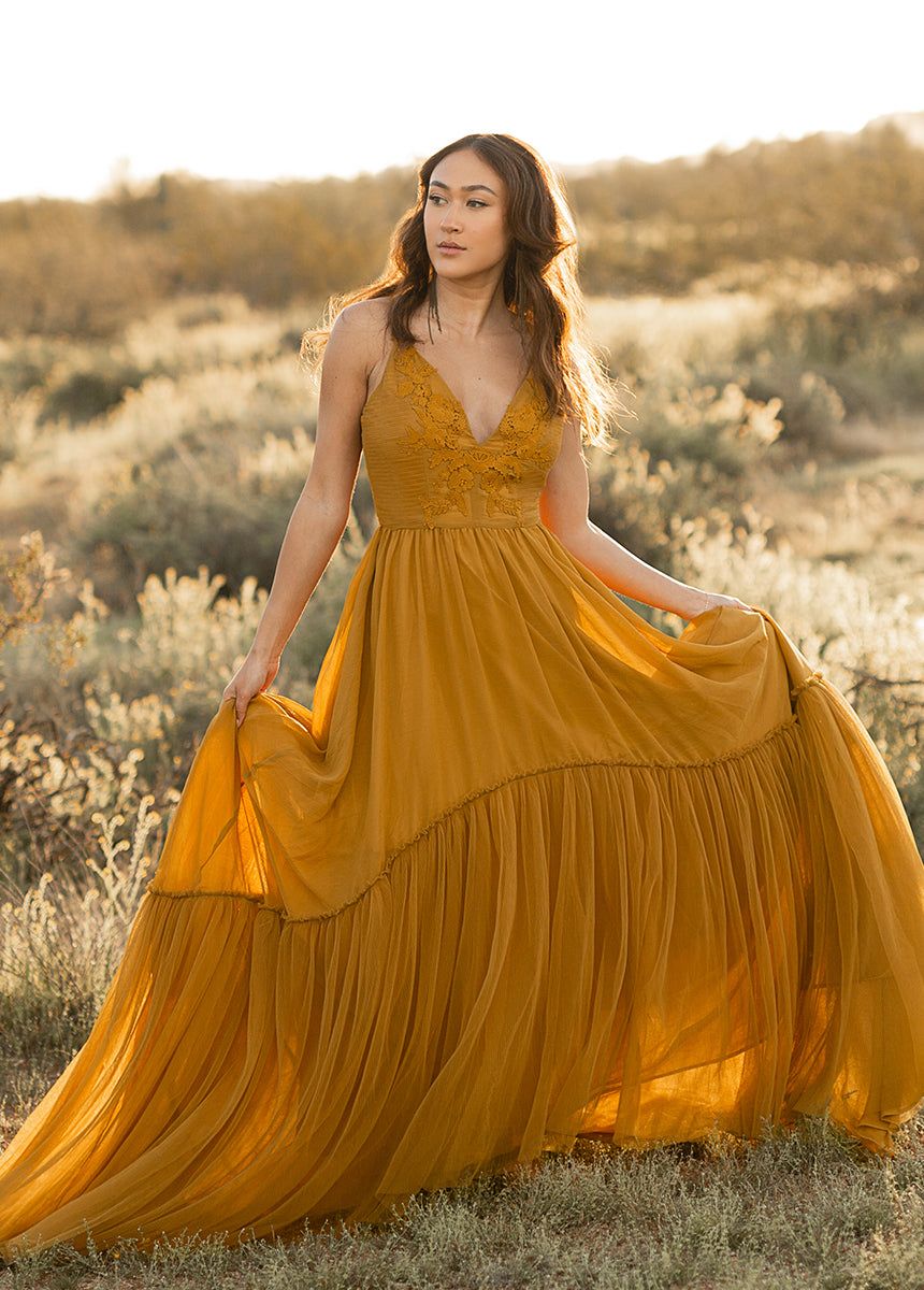 Mckenna Impact Dress in Tarnished Gold sold by Joyfolie