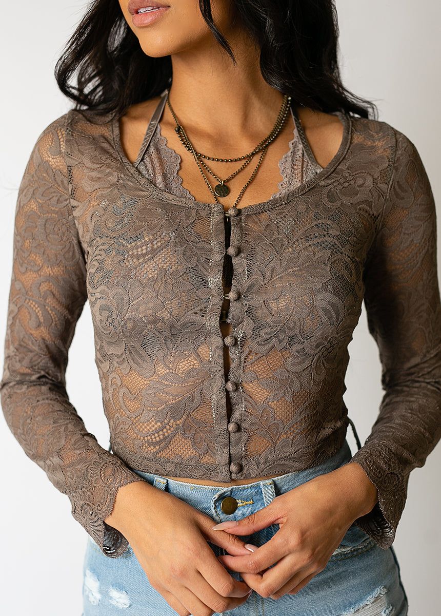 Tessa Top in Taupe sold by Joyfolie product image thumbnail 3