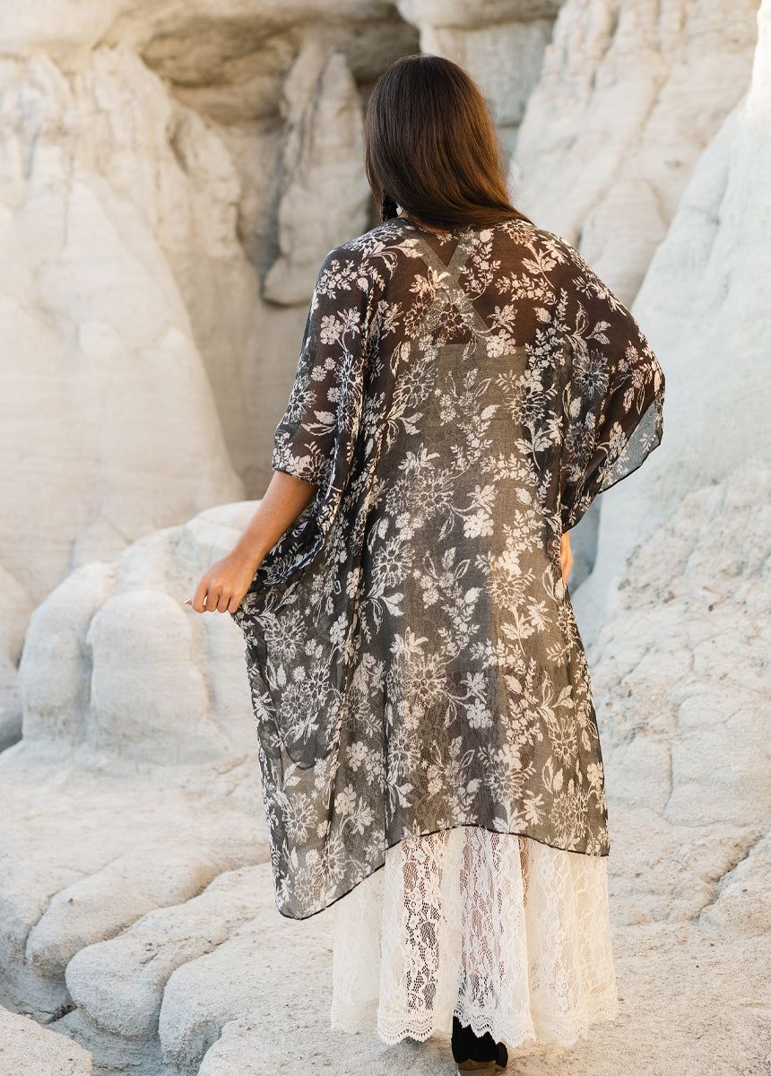 Women's Avalon Duster in Black Block Print sold by Joyfolie product image thumbnail 3