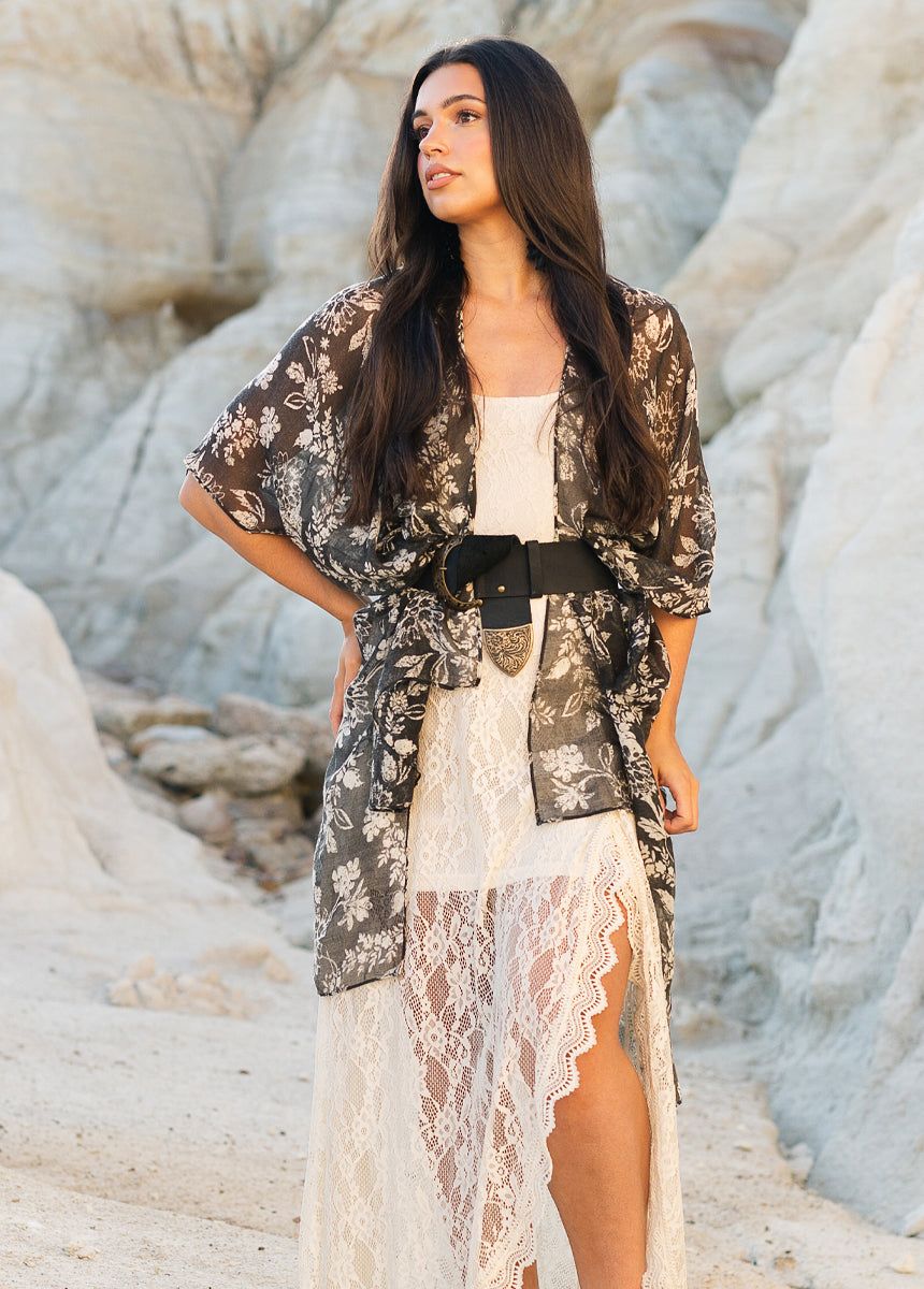 Women's Avalon Duster in Black Block Print sold by Joyfolie product image thumbnail 4