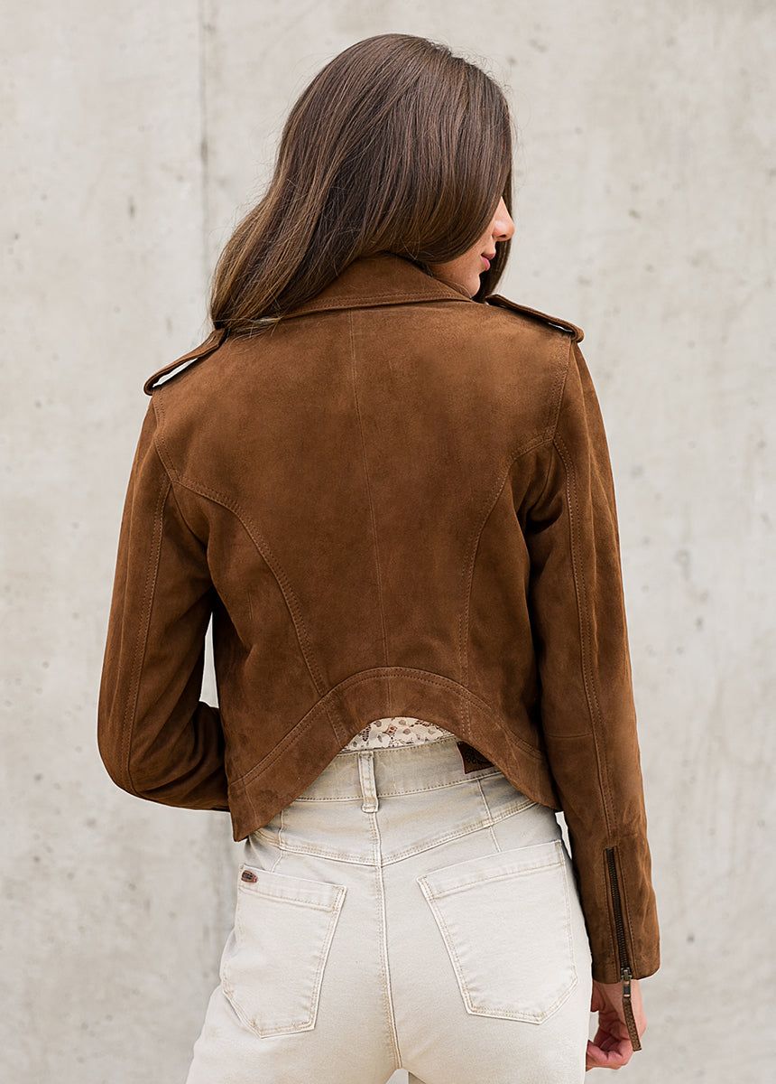 Roxana Leather Jacket in Nutmeg sold by Joyfolie product image thumbnail 3