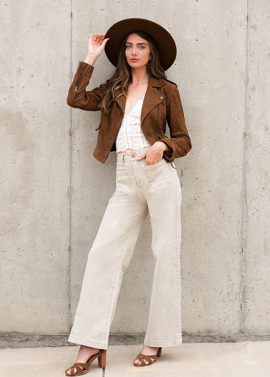 Roxana Leather Jacket in Nutmeg sold by Joyfolie product image thumbnail 2