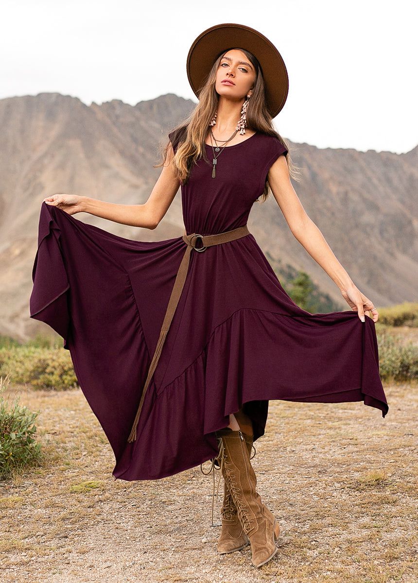 Pilar Dress in Deep Plum sold by Joyfolie product image thumbnail 2