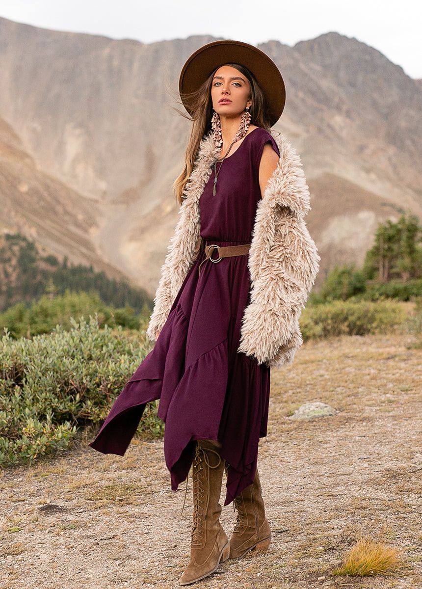 Pilar Dress in Deep Plum sold by Joyfolie product image thumbnail 5