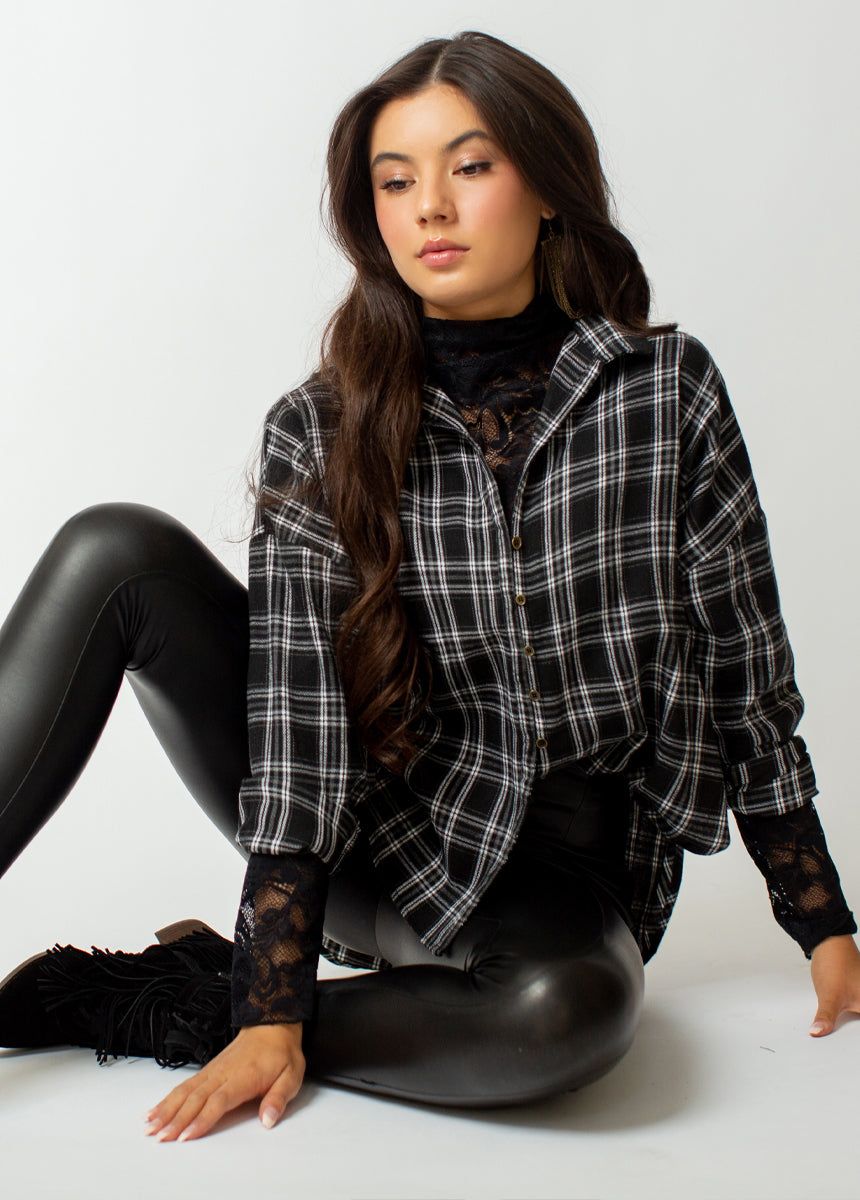 Marika Top in Black Plaid sold by Joyfolie product image thumbnail 2