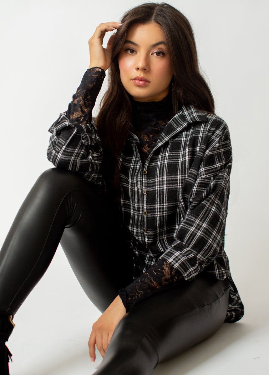 Marika Top in Black Plaid sold by Joyfolie product image thumbnail 4