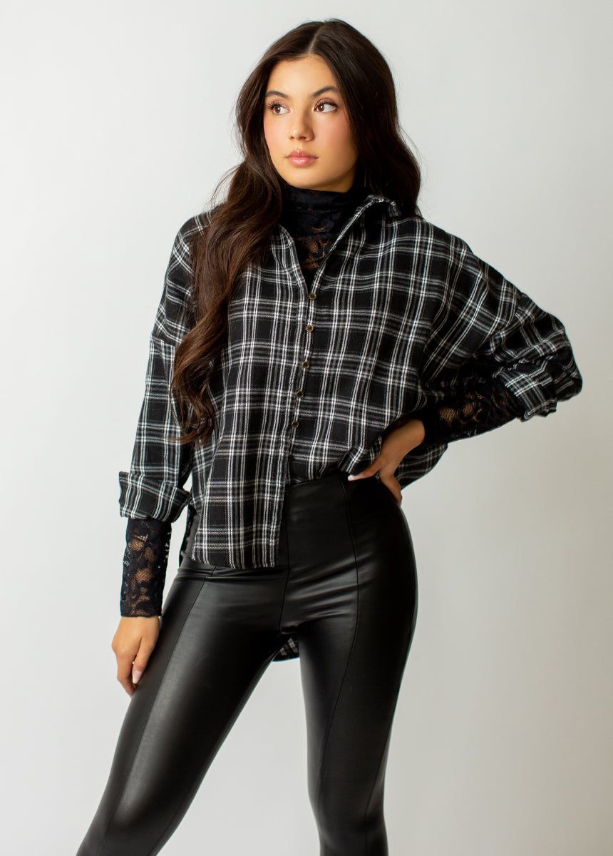 Marika Top in Black Plaid sold by Joyfolie product image thumbnail 3