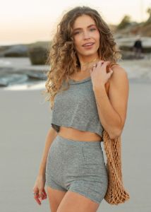 Everleigh Top in Heather Gray sold by Joyfolie