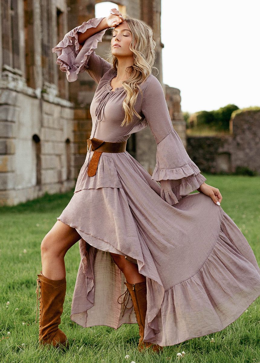 Devina Dress in Lavender Fog sold by Joyfolie