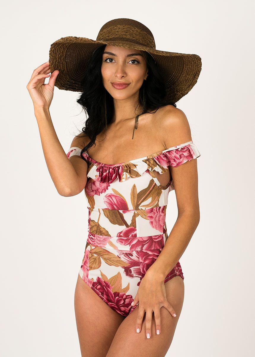 Evie Swimsuit in Bougainvillea Floral sold by Joyfolie product image thumbnail 2