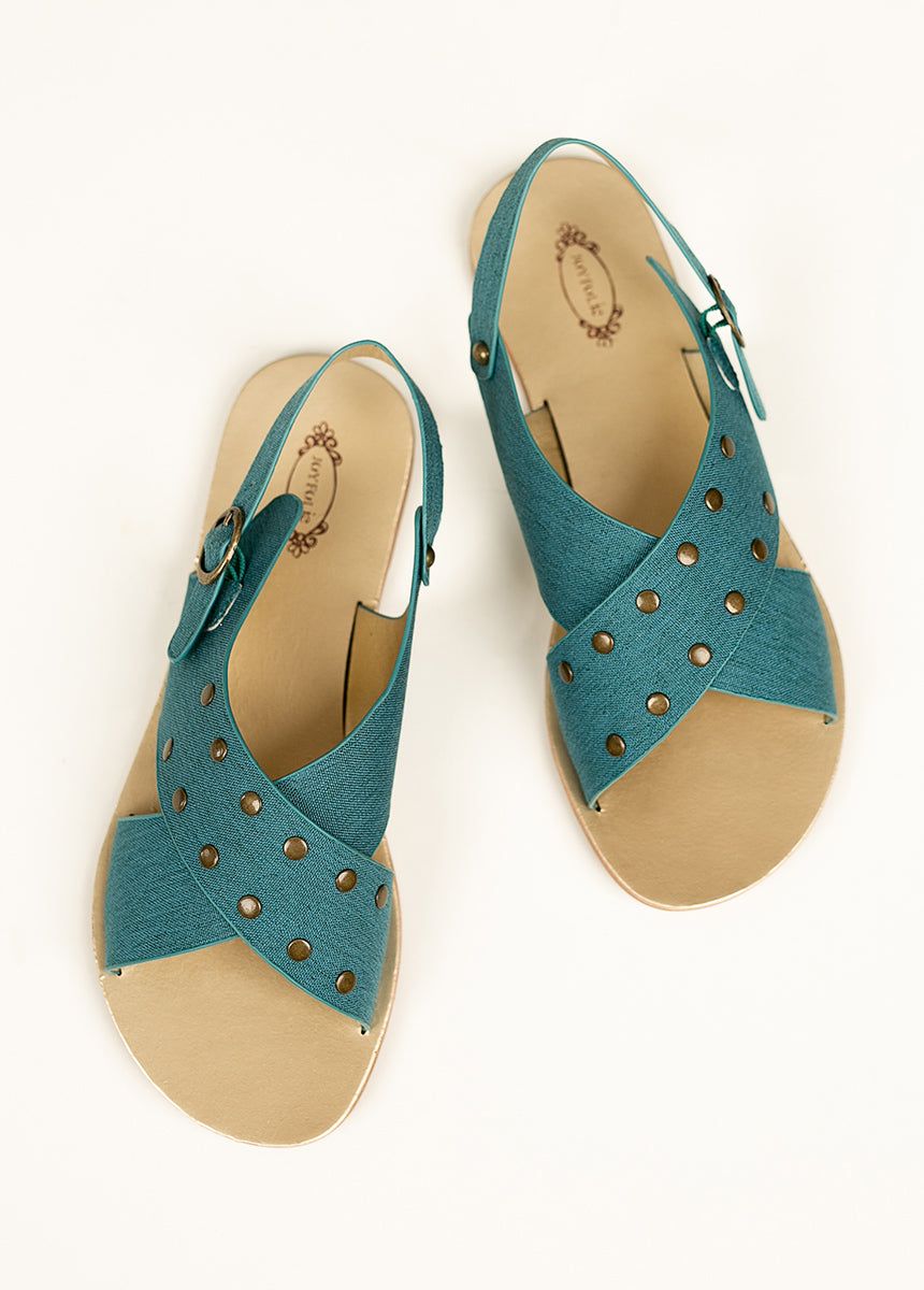 Women's Aria Sandal in Teal sold by Joyfolie