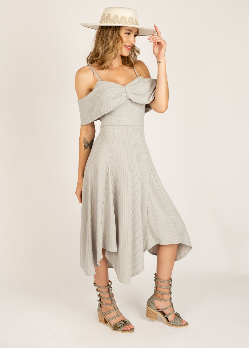 Madorah Dress in Dove sold by Joyfolie