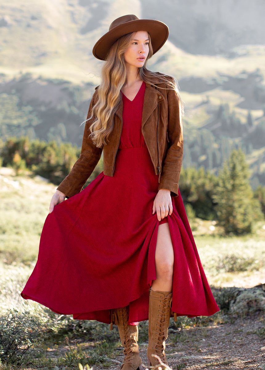 Jessah Dress in Sangria sold by Joyfolie product image thumbnail 5