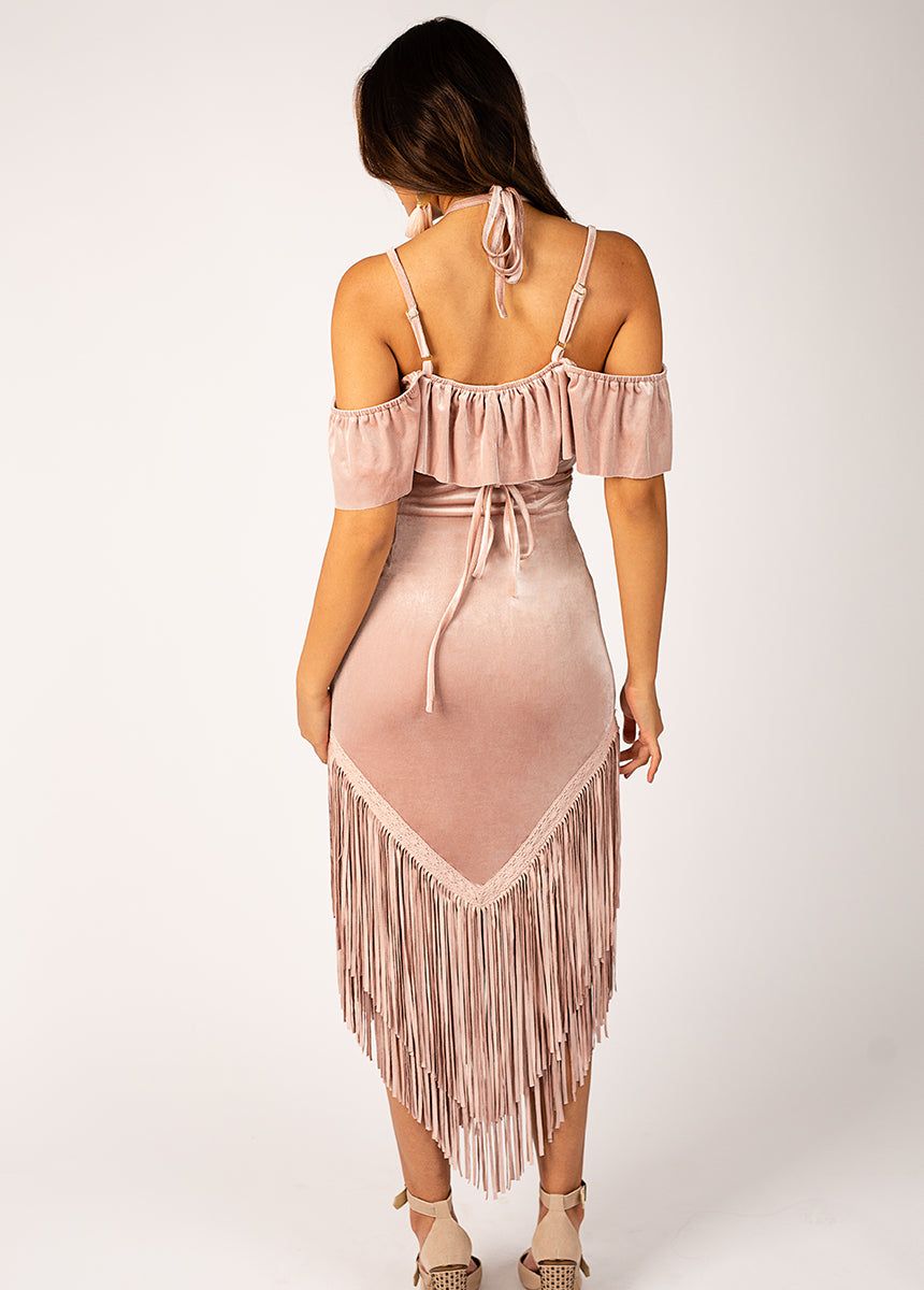 Klara Fringe Dress in Nude Pink sold by Joyfolie product image thumbnail 4