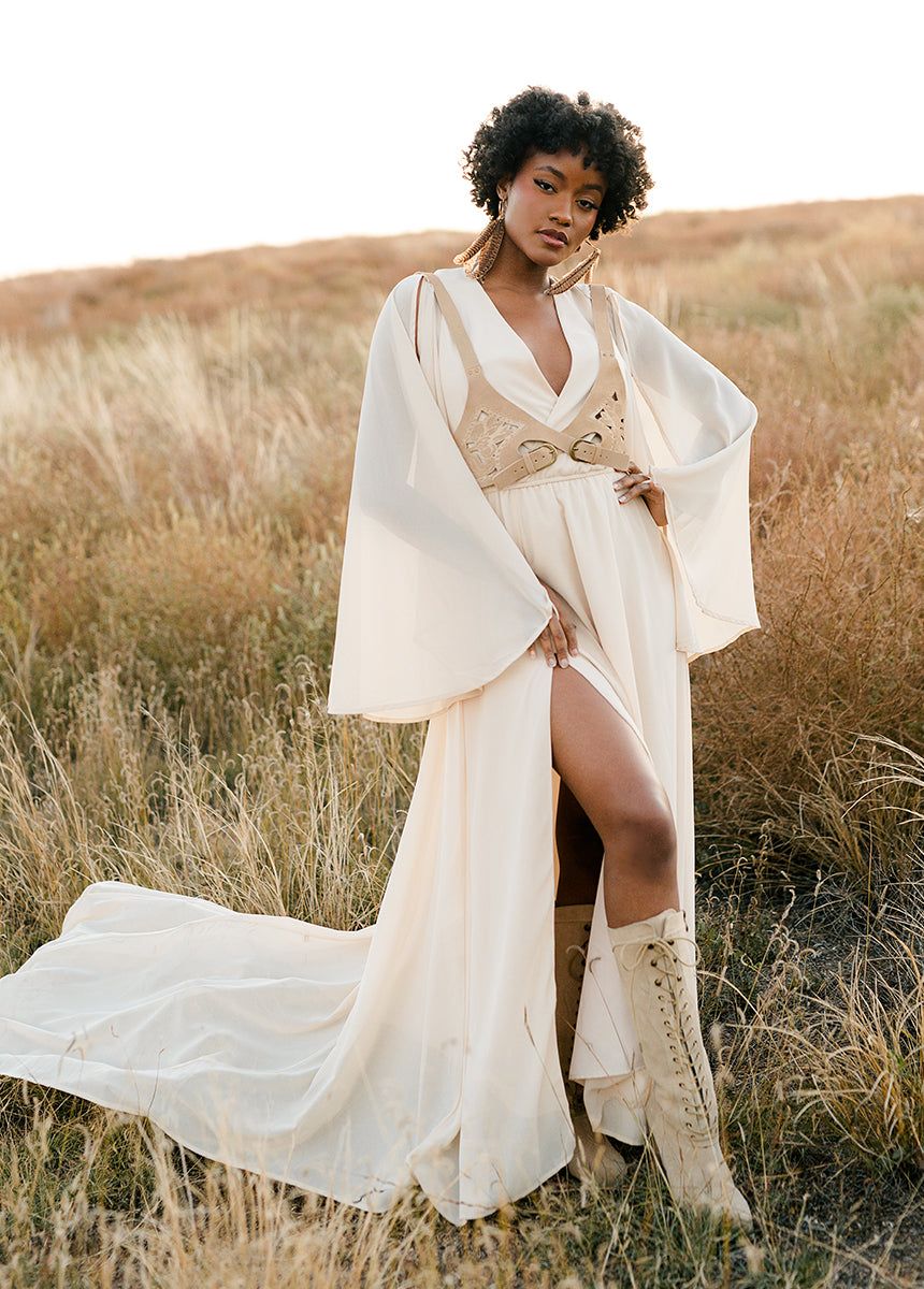 Nerina Dress in Ecru sold by Joyfolie