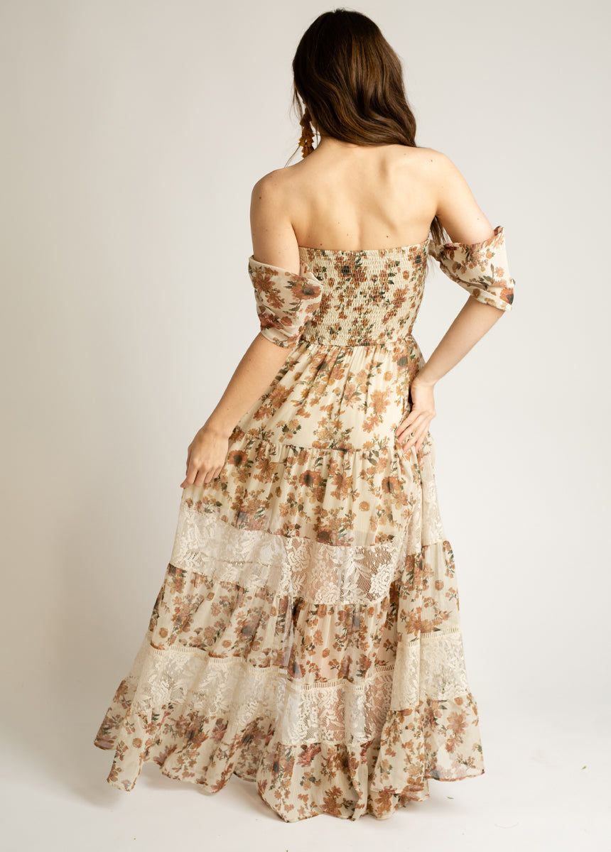 Sirena Dress in Sand Floral sold by Joyfolie product image thumbnail 4