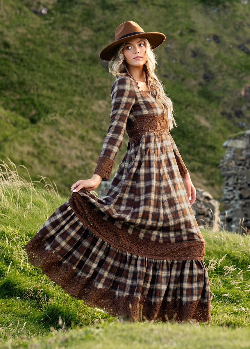 Roisin Dress in Cinnamon Tartan sold by Joyfolie product image thumbnail 3