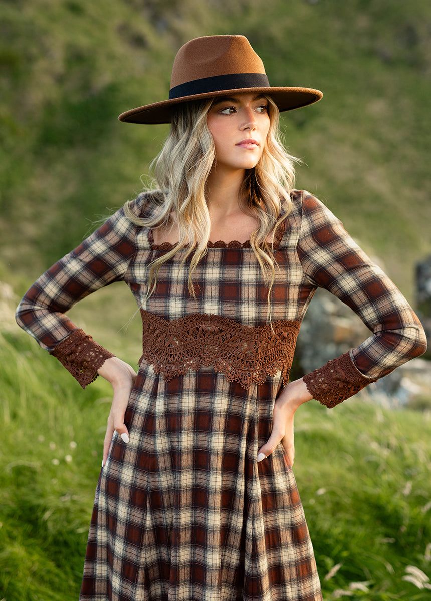 Roisin Dress in Cinnamon Tartan sold by Joyfolie product image thumbnail 5