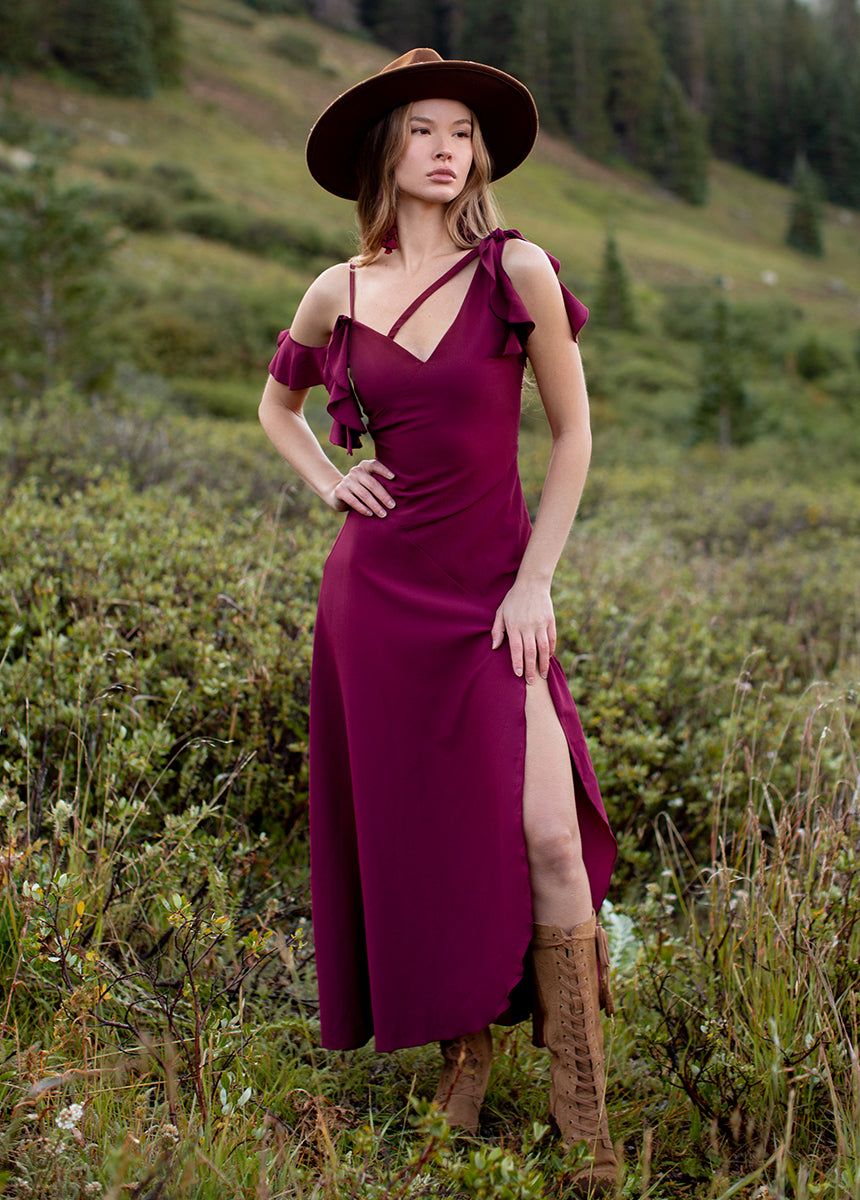 Bianka Dress in Rosewood sold by Joyfolie