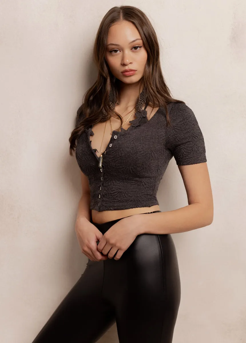 Orra Henley Top in Heather Gray sold by Joyfolie product image thumbnail 2