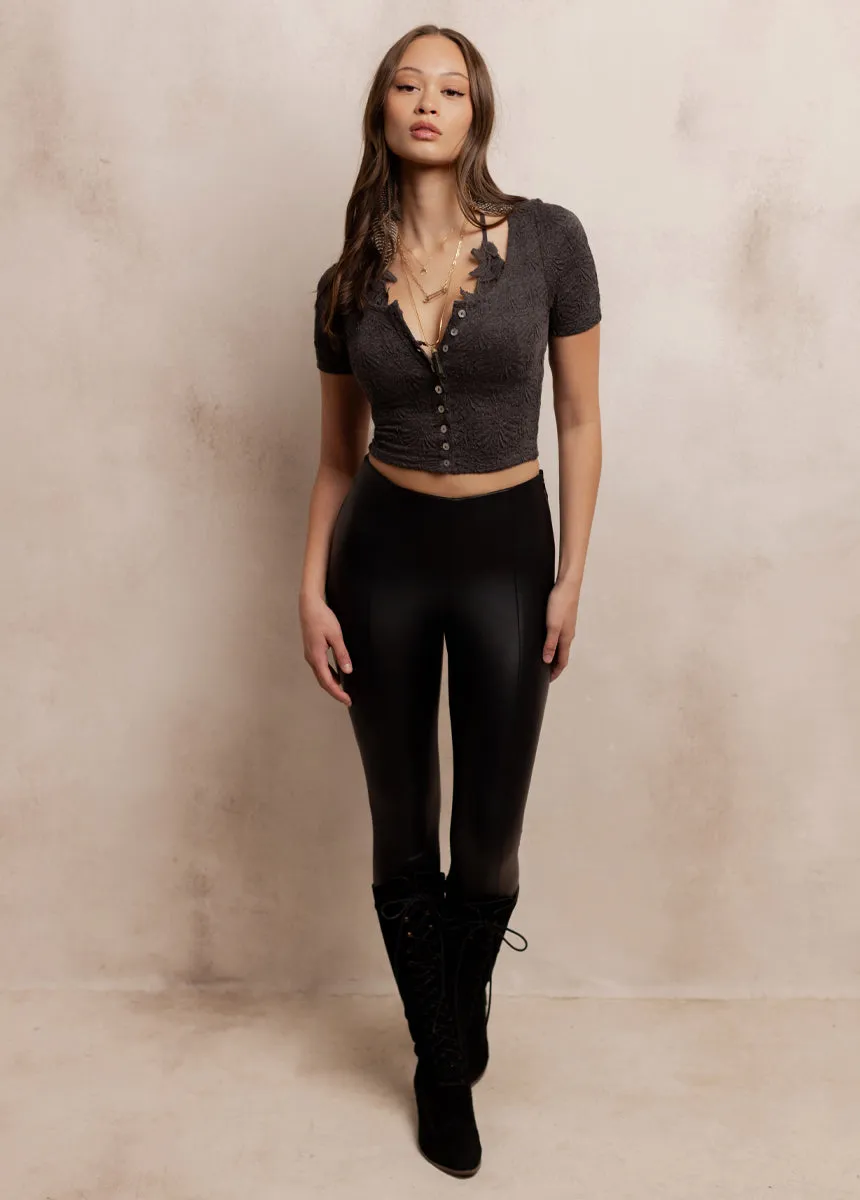 Orra Henley Top in Heather Gray sold by Joyfolie product image thumbnail 4