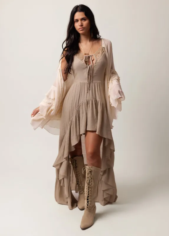 Nefeli Dress in Almond sold by Joyfolie