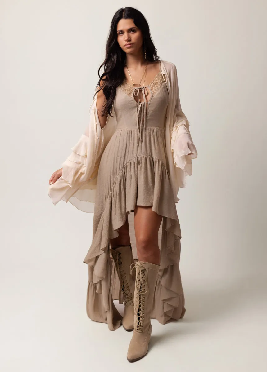 Nefeli Dress in Almond sold by Joyfolie