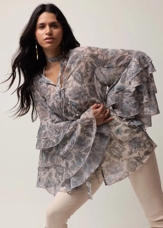 Innessa Top in Whisper Blue Floral sold by Joyfolie