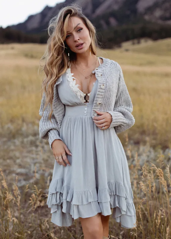 Minerva Sweater in Heather Dove made by Joyfolie