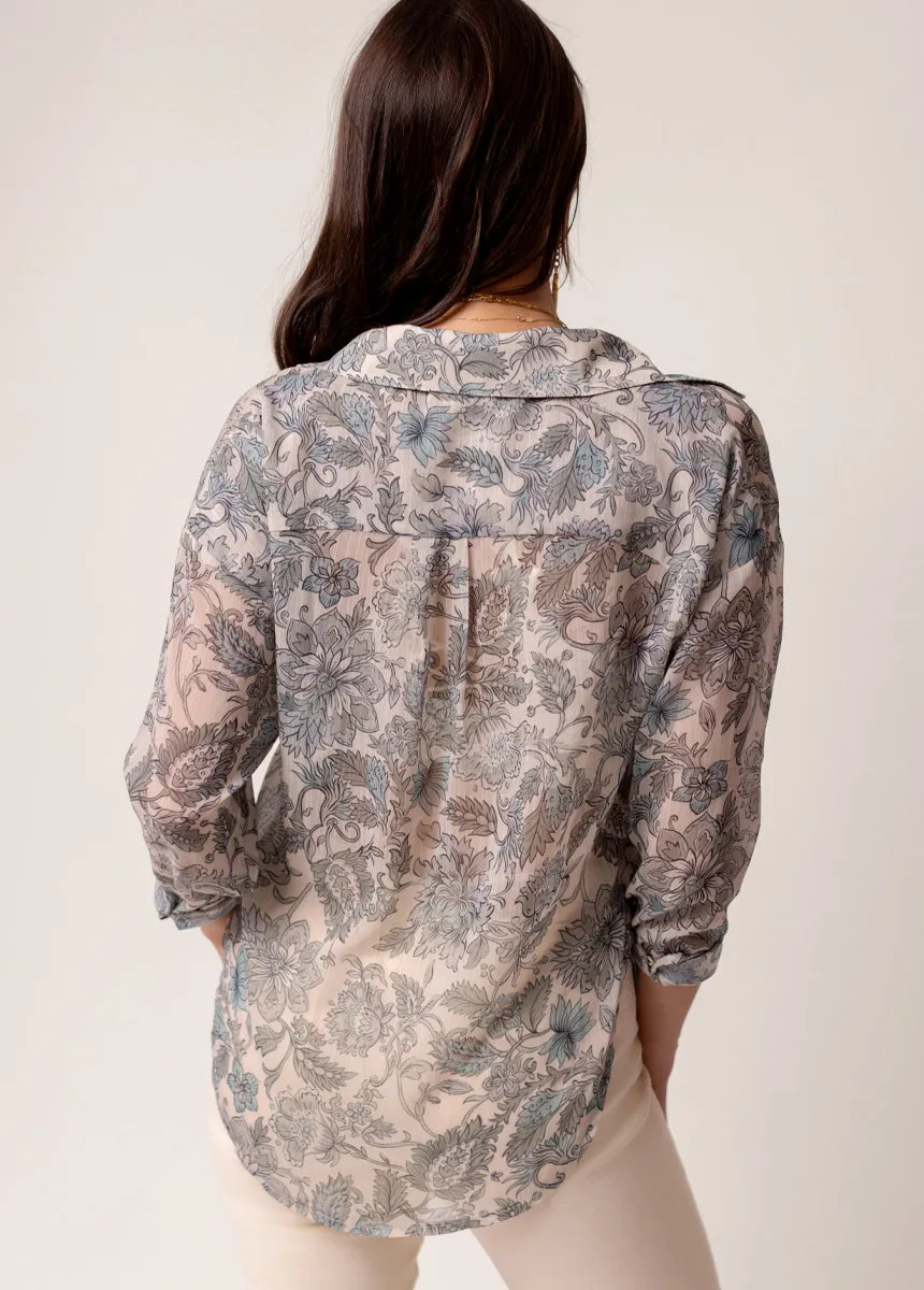 Agnes Top in Whisper Blue Floral sold by Joyfolie product image thumbnail 4