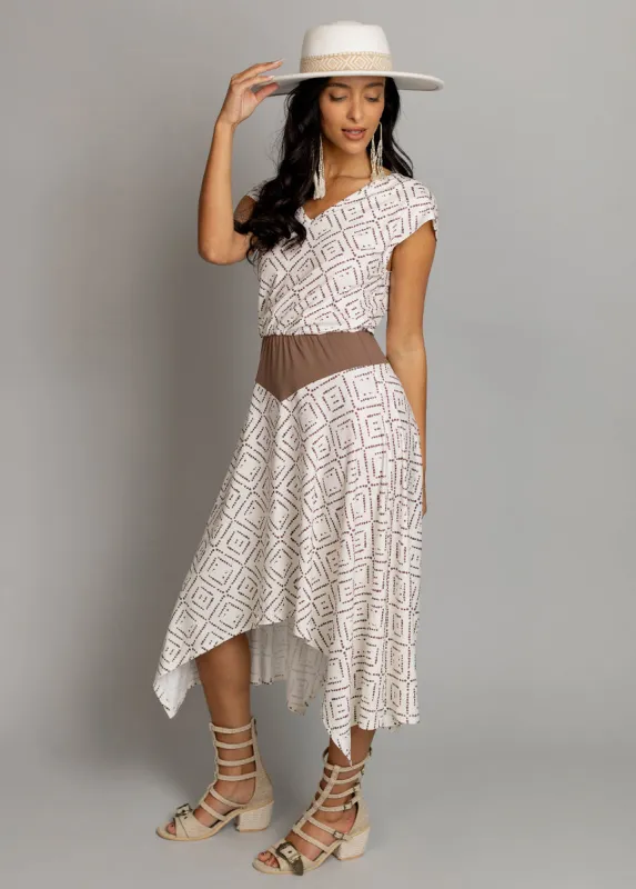 Fenly Dress in Cream Boho Geo sold by Joyfolie