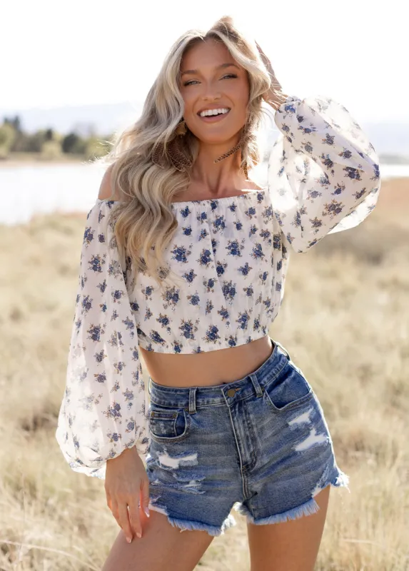 Magali Top in Cream Ditsy Floral sold by Joyfolie