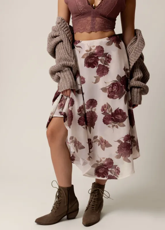 Sana Skirt in Large Cream Floral sold by Joyfolie