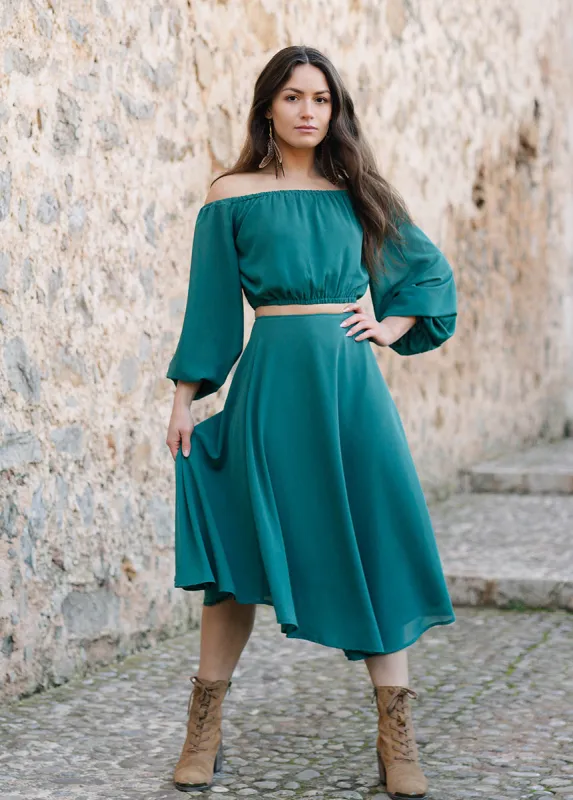 Sana Skirt in Ocean Green sold by Joyfolie