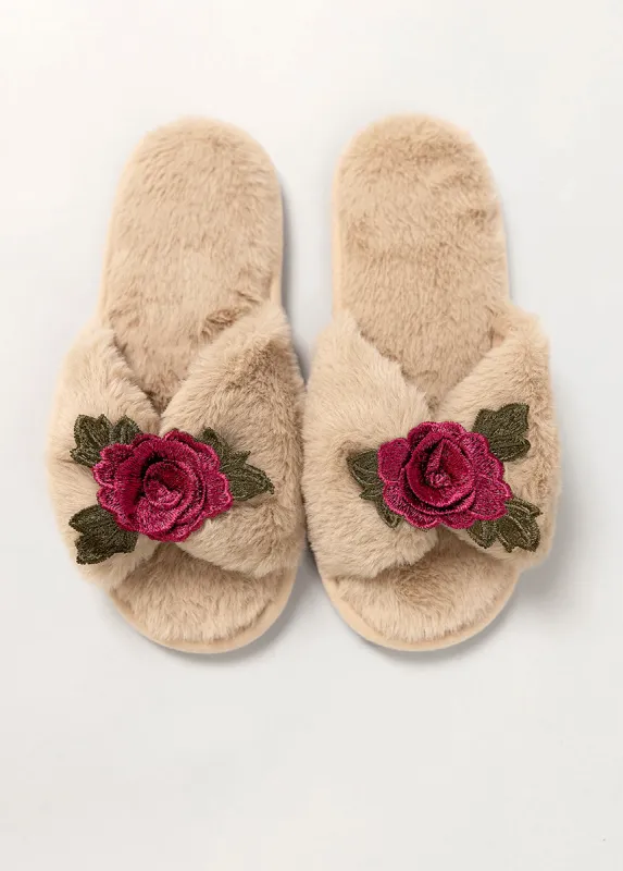 Women's Fiona Slipper in Beige sold by Joyfolie