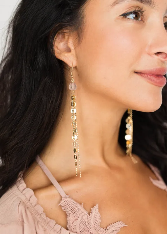 Sagitta Earrings in Rose Quartz sold by Joyfolie