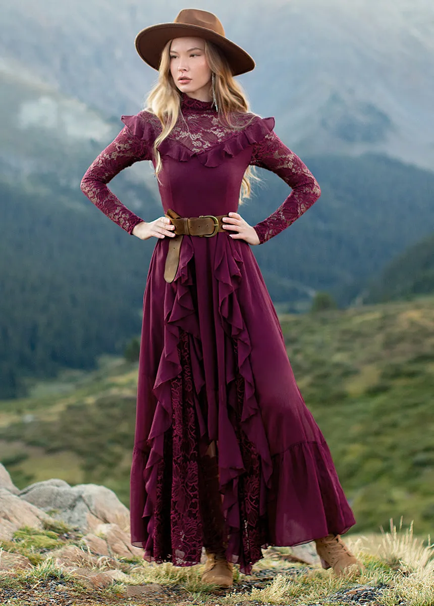 Sveta Maxi Dress in Oxblood sold by Joyfolie