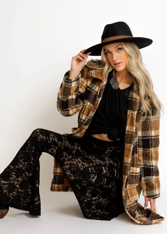 Gertie Coat in Brown Plaid sold by Joyfolie