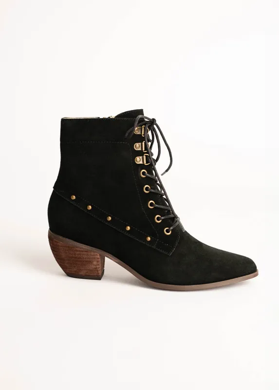 Virginia Boot in Black Suede sold by Joyfolie