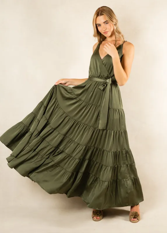 Zayla Dress in Sage sold by Joyfolie