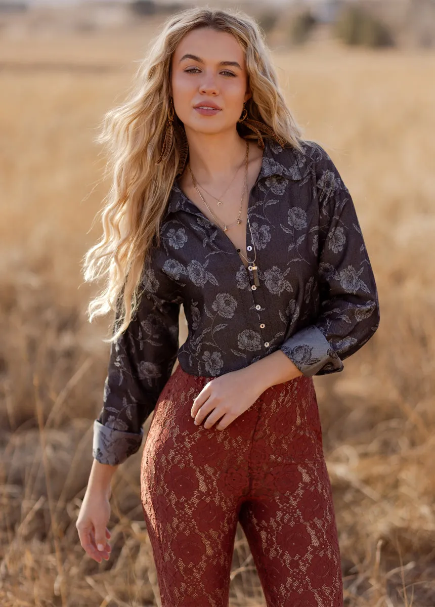 Agnecia Top in Dark Rose sold by Joyfolie